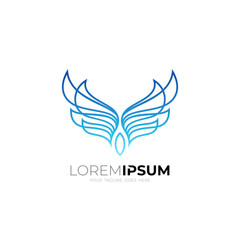 Obraz premium Wing logo with line design, blue color, modern logos