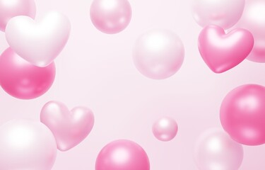 3D背景素材_ハート_ピンク