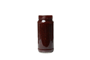 PNG, Strawberry jam in a jar, isolated on white background