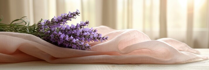 Bouquet Fragrant Lavender Linen Napkin, Banner Image For Website, Background, Desktop Wallpaper