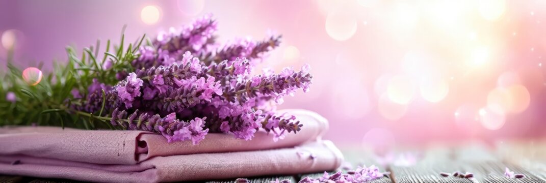 Bouquet Fragrant Lavender Linen Napkin, Banner Image For Website, Background, Desktop Wallpaper