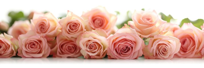 Bouquet Pink Roses On White Background, Banner Image For Website, Background, Desktop Wallpaper