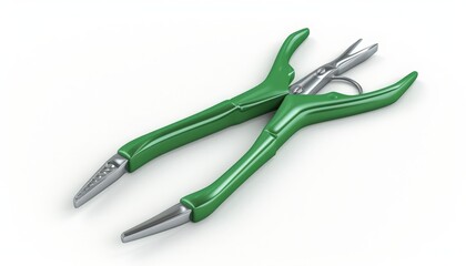 Fototapeta premium Pliers, green, ergonomic, 3d, isolated white background, clean simple,