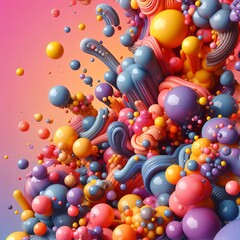 Fototapeta na wymiar Abstract 3d art background. Colorful floating liquid blobs, soap bubbles, metaballs
