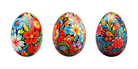 Floral painted Easter eggs group set - ai generative