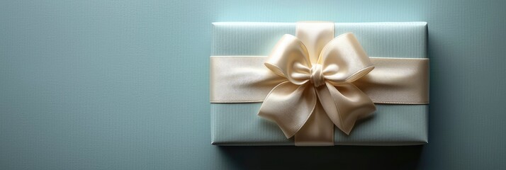 Close Top View White Gift Over, Banner Image For Website, Background, Desktop Wallpaper