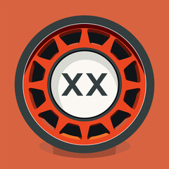 Tire pressure sensor calibration filled colorful initial logo idea. Car parts store. Repair service. Letters inside circle tire shape. Graphic design. Created using neural network