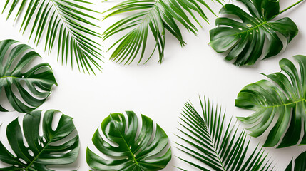 Top view Tropical palm leaves