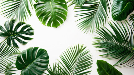 Top view Tropical palm leaves