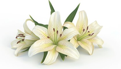 Obraz premium Lily breeder, ivory, cross-pollinating to create new hybrid lilies, 3d, isolated white background,