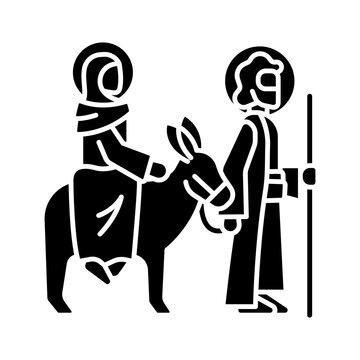 black mary riding donkey joseph walking clip art preview