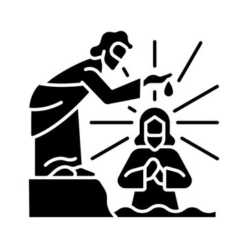 black baptism scene with figures clip art preview