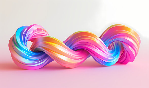 Octane Render of Twisted Shape with Pastel colors Strings © Jameel
