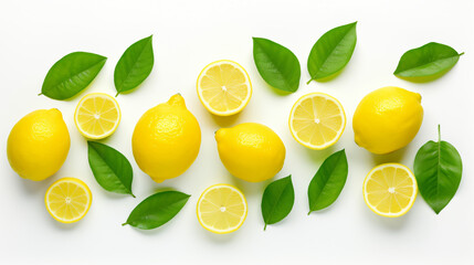 Fresh slices of yellow lemon lime fruit - obrazy, fototapety, plakaty