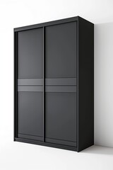 Wardrobe, slate gray, sliding doors, 3d, isolated white background