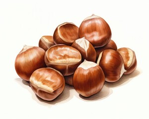 Brown Organic Hazelnut in Nutshell - Freshly Shelled Filbert Nut