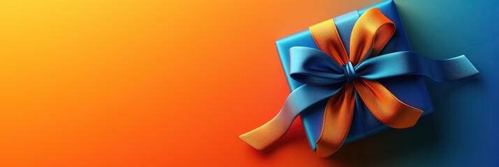 Gift Box Ribbon Bow On Colored, Banner Image For Website, Background, Desktop Wallpaper
