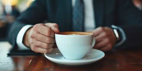 Person holding a cup of coffee. Suitable for coffee shop promotions or lifestyle articles