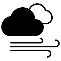 Cloud wind solid glyph icon