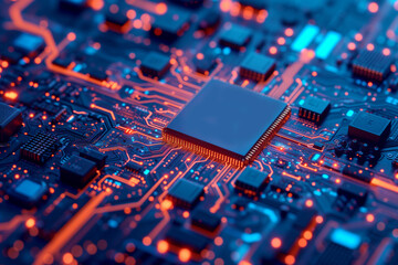 Fototapeta premium a empty chip for mockup on a printed circuit board