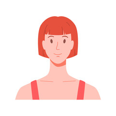 Portrait of a woman, front view. Modern flat Illustration on transparent background