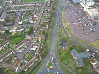 Naklejka premium Aerial View of Corby City of Northamptonshire England United Kingdom. November 1st, 2023