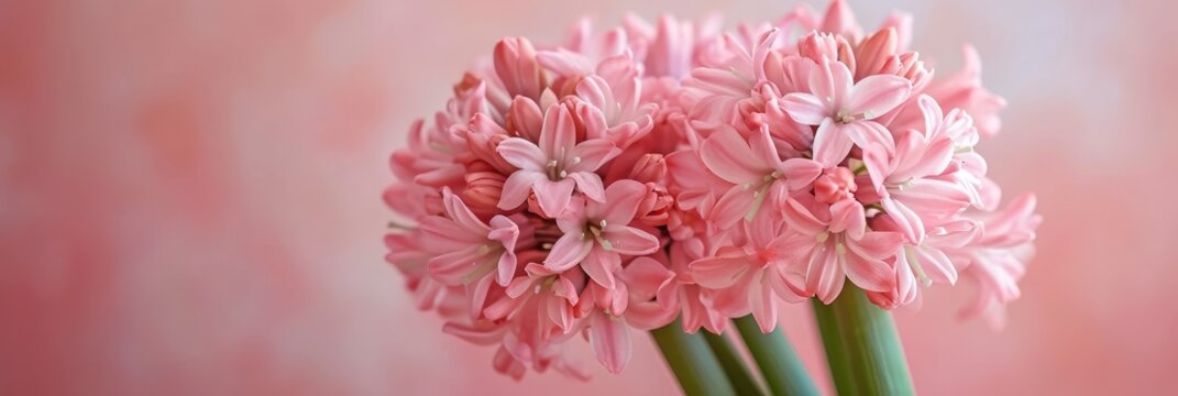 Hyacinths Flowers Bouquet Pastel Pink Color, Banner Image For Website, Background, Desktop Wallpaper