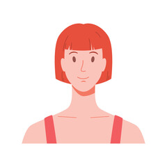 Portrait of a woman, front view. Modern flat vector illustration isolated on white background