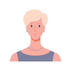 Portrait of a woman, front view. Modern flat vector illustration isolated on white background