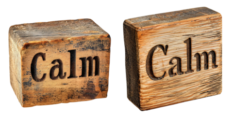 Wooden Blocks Set Isolated on Transparent or White Background, PNG