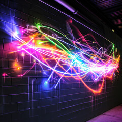 Neon Graffiti Splash and Dynamic Wall Streak