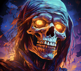 Cool Mummy in Halloween Theme With Psychedelic Effect