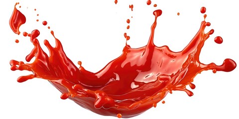 A vibrant red liquid splashes onto a pristine white surface. Perfect for advertising, graphic design, and artistic projects