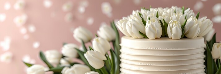 Mignon Cake Bouquet White Tulip, Banner Image For Website, Background, Desktop Wallpaper