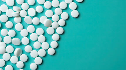 White pill pills on a gray surface.