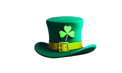 St. Patrick's Day Hat with Clover isolated isolated on transparent or white background. PNG.
