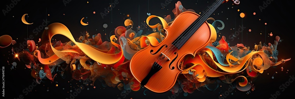 Aufkleber colorful retro abstraction of musical instruments, modern and abstract multicolor music background w