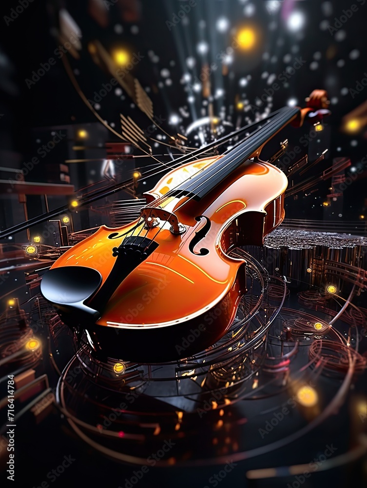 Poster colorful retro abstraction of musical instruments, modern and abstract multicolor music background w
