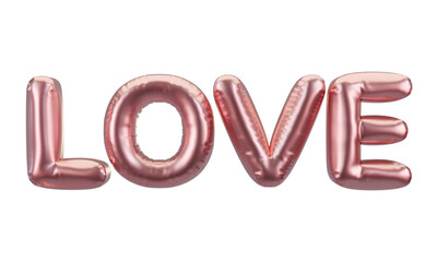 Valentine's Day Balloons. Rose Gold Pink Balloons 3D Illustration.