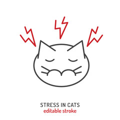 Cats behavior icon. Stress in a domestic animal or pet.