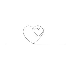 Heart continuous one line drawing outline vector illustration