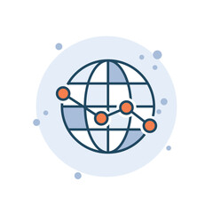 Cartoon global chart icon vector illustration. Diagram icon on bubbles background. Statistics sign concept.