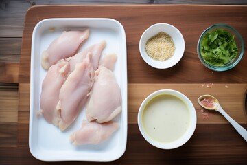 buttermilk chicken marinade preparation, shallow dish