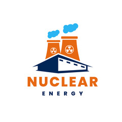 Nuclear Energy Power Plant and Factory. Creative Template Vector illustration Logo Design