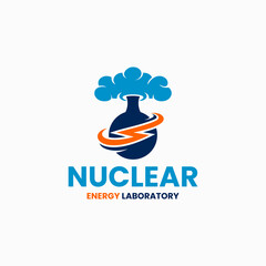Nuclear energy Laboratory, electron proton atom science orbital core, vector unique creative illustration logo design