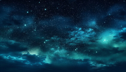 Night starry sky. Milky Way, stars and nebula. Space blue background,