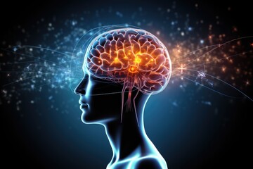 Obraz premium Brain nexus nervous system, epitomizes mindful resilience. Cognitive cerebral cortex, myelin sheath. Basal ganglia synaptic inspiration, neurosociology neuroethics. Brain creativity creative mindset
