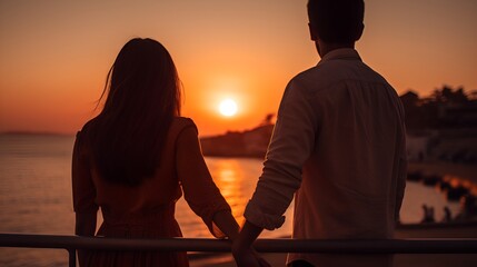 Lovers, Holding hands while watching a scenic sunset , lovers, holding hands, scenic sunset