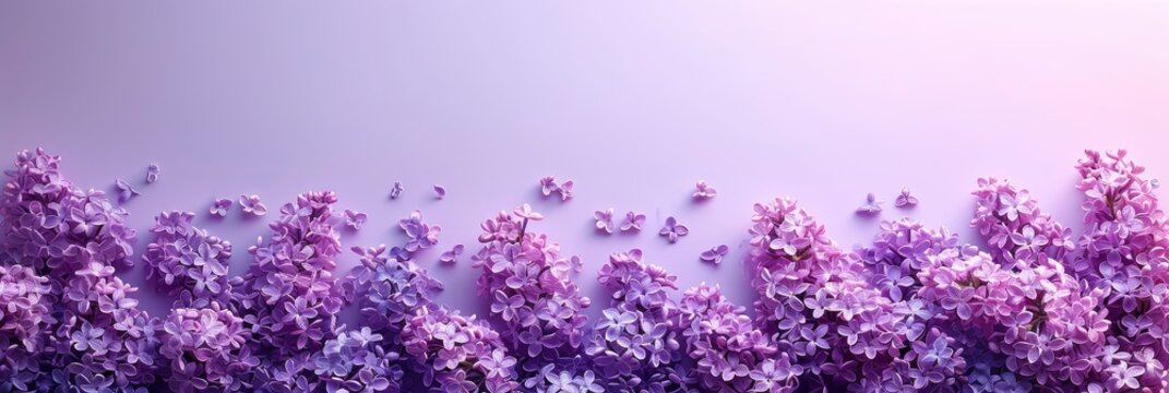 Spring Creative Flatlay Lilac Flowers, Banner Image For Website, Background, Desktop Wallpaper