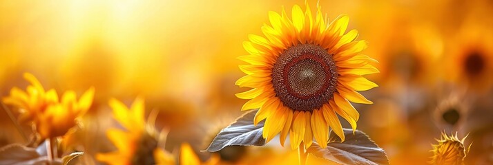 Sunflower Flower Ears Wheat Field Summer, Banner Image For Website, Background, Desktop Wallpaper